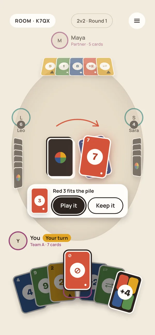 Prompt to play or keep a card that was just drawn and fits the pile